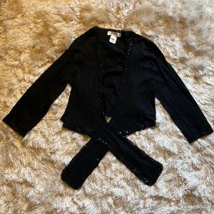 White House Black Market Black Sequined Cardigan size Small